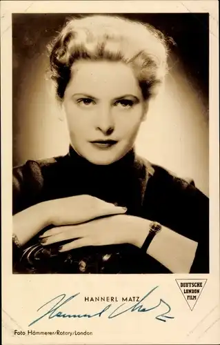 Ak Schauspielerin Johanna Hannerl Matz, Portrait, Autogramm