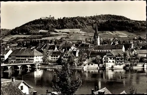 Ak Stein am Rhein Kanton Schaffhausen, Blick zum Ort, Kirche