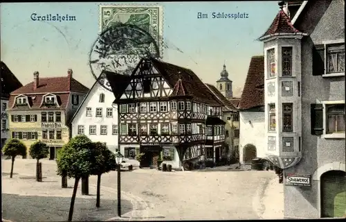 Ak Crailsheim in Württemberg, Schlossplatz, Geschäfte, Stollwerck