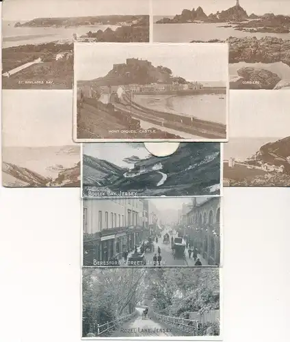 Leporello Ak Kanalinsel Jersey, Bouley Bay, Beresford Street, Rozel Lane