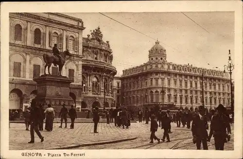 Ak Genova Genua Liguria, Piazza De Ferrari