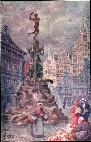 Künstler Ak Anvers Antwerpen Flandern, Le Monument Brabo