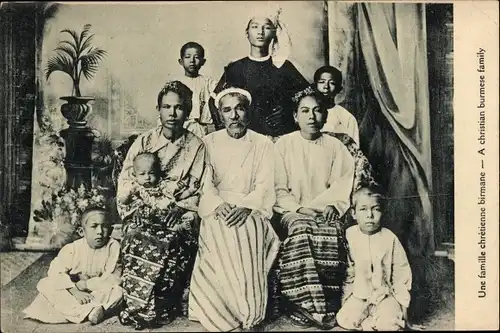 Ak Myanmar Burma, Une famille chrétienne birmane, Christen, Burmesische Familie