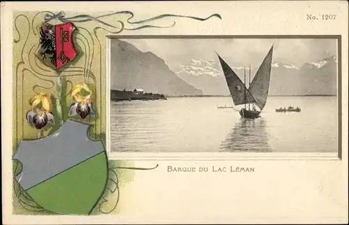 Präge Wappen Passepartout Ak Genf Kanton Schweiz, Barque du Lac Leman