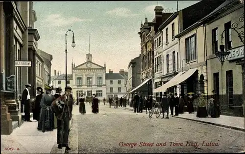 Ak Luton Bedfordshire England, George Street and Town Hall