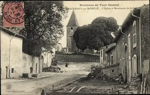 Ak Chaudeney Meurthe et Moselle, L'Eglise et Marronnier de Sully