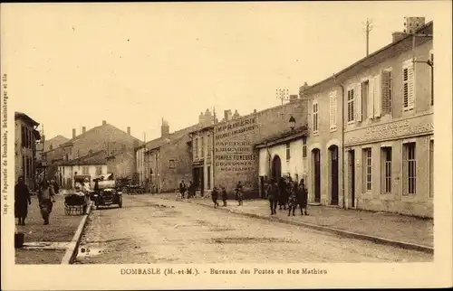 Ak Dombasle Meurthe et Moselle, Bureaux des Postes et Rue Mathieu