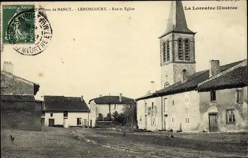 Ak Lenoncourt Meurthe et Moselle, Rue et Eglise