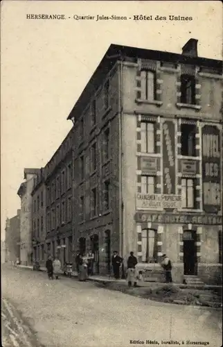 Ak Herserange Meurthe et Moselle, Quartier Jules Simon, Hotel des Usines