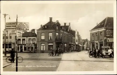 Ak Coevorden Drenthe, Markt en Bentheimerstraat