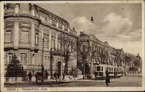 Ak Osijek Essegg Kroatien, Alexandrova ulica, Straßenbahn