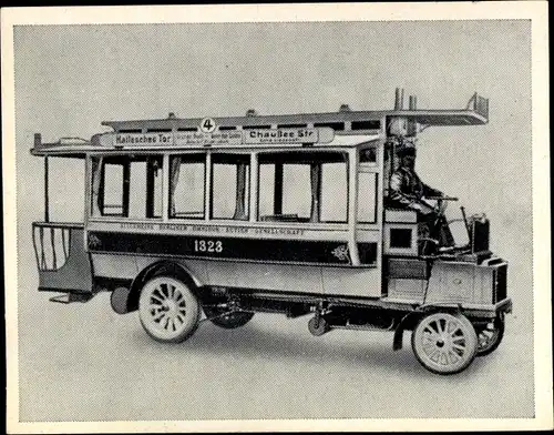 Sammelbild Historische Automobile Nr. 17, Büssing Omnibus 1905, ABOAG Allg. Berliner Omnibus AG