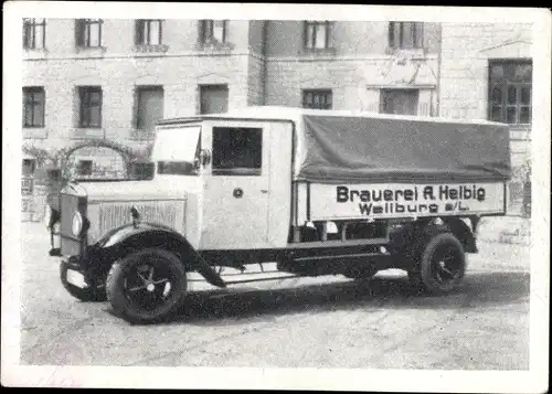 Sammelbild Das Kraftfahrzeug Nr. 435, Serie F Gruppe 3, Mercedes-Benz, Brauerei A. Helbig