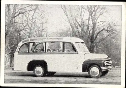 Sammelbild Das Kraftfahrzeug Nr. 31, Serie E Gruppe 1, Hanomag 1,5-t-Omnibus, Baujahr 1951