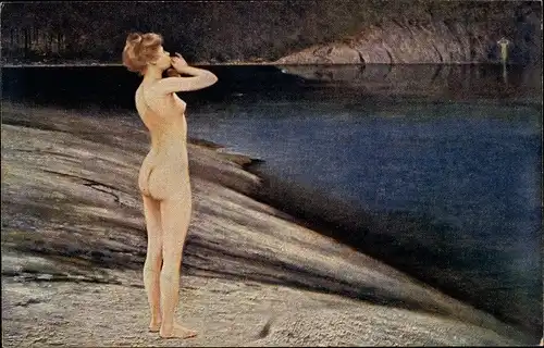 Künstler Ak Hagborg, Echo, Frauenakt am Ufer