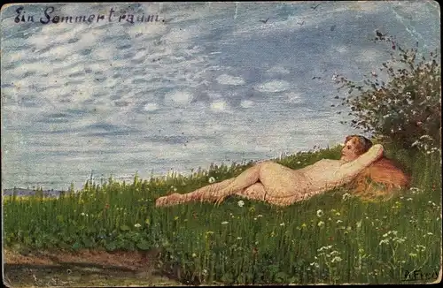 Künstler Ak Fred, A., Ein Sommertraum, Frauenakt