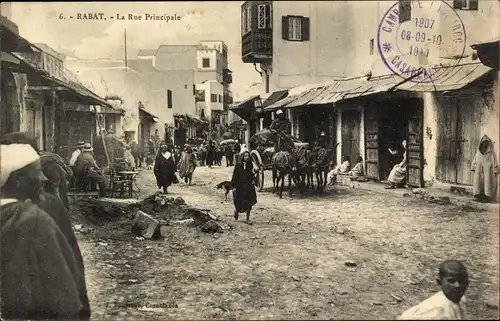 Ak Rabat Marokko, La Rue Principale
