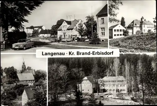 Ak Langenau Brand Erbisdorf in Sachsen, Ortsansichten, Straße, Auto, Wohnhäuser