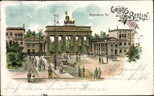Litho Berlin Mitte, Brandenburger Tor, Passanten
