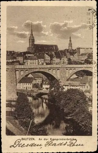 Ak Bautzen in der Oberlausitz, An der Kronprinzenbrücke