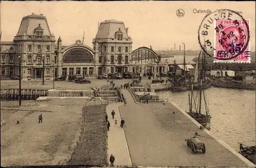 Ak Oostende Ostende Westflandern, Gare maritime