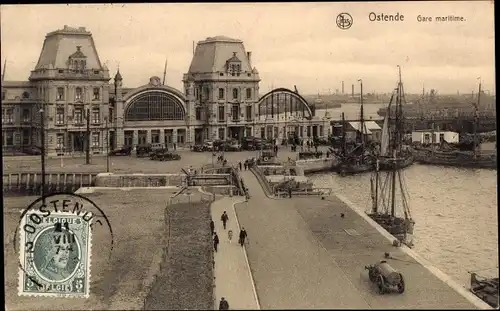 Ak Oostende Ostende Westflandern, Gare maritime