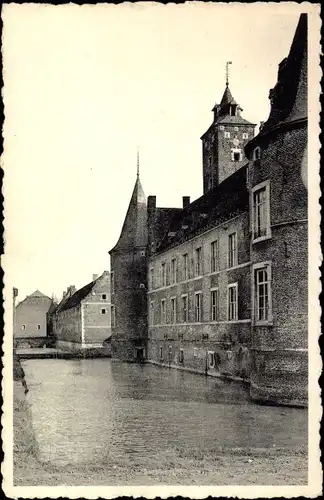 Ak Rijkhoven Flandern Limburg, Chateau des Vieux Joncs, Facade Nord et Douves degagees