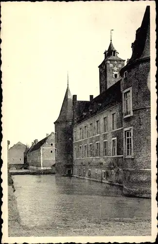 Ak Rijkhoven Flandern Limburg, Chateau des Vieux Joncs, Facade Nord et Douves degagees