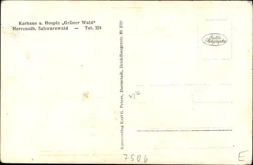 Ak Bad Herrenalb im Schwarzwald, Kurhaus und Hospiz Grüner Wald
