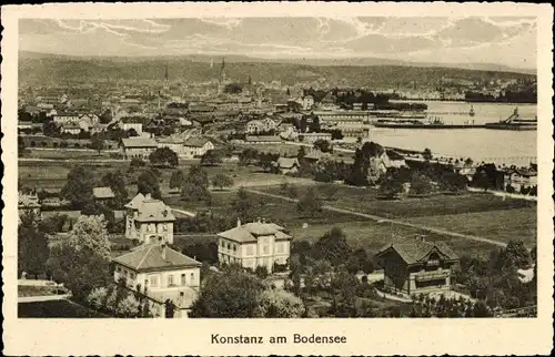 Ak Konstanz am Bodensee, Panorama, Hafen und Kirche