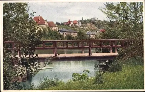 Ak Tübingen am Neckar, Anlagensee mit Oesterberg, Brücke