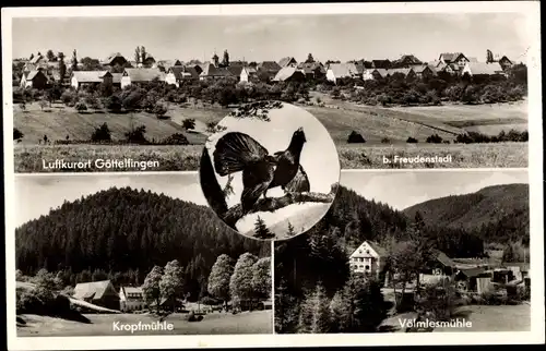 Ak Göttelfingen Seewald im Schwarzwald, Panorama, Kropfmühle, Völmlesmühle
