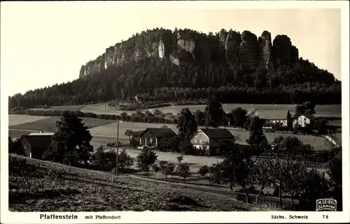 Ak Königstein an der Elbe Sächsische Schweiz, Pfaffenstein mit Pfaffendorf