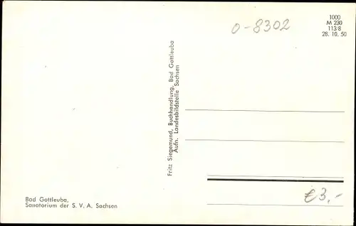 Ak Bad Gottleuba in Sachsen, Sanatorium der S. V. A. Sachsen, Eingang