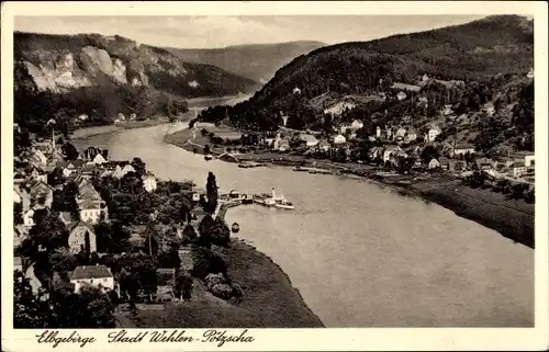 Ak Stadt Wehlen Pötzscha, Blick auf die Ortschaft