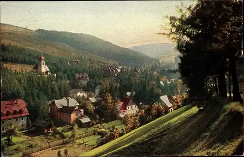 Ak Kipsdorf Altenberg im Erzgebirge, Blick nach Tal Kipsdorf und den Höhenzügen