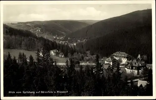 Ak Bärenfels Altenberg im Erzgebirge, Blick vom Spitzberg auf Ort und Kipsdorf