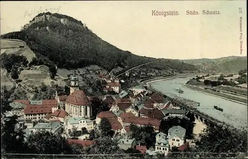 Ak Königstein an der Elbe Sächsische Schweiz, Festung, Panorama