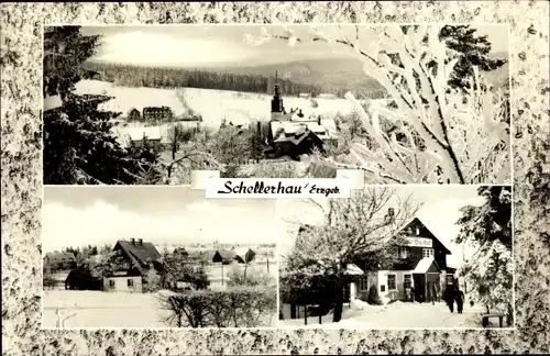 Ak Schellerhau Altenberg im Erzgebirge, Panorama, Winter