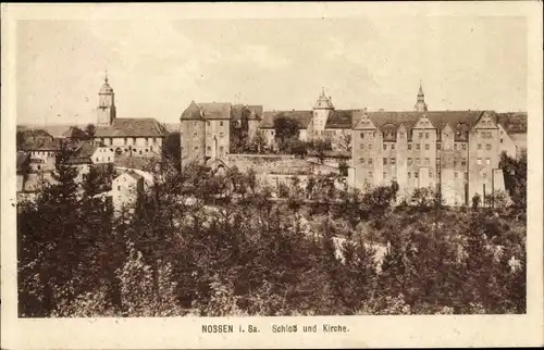 Ak Nossen in Sachsen, Schloss und Kirche