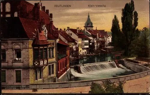 Ak Reutlingen in Württemberg, Klein Venedig, Wehr