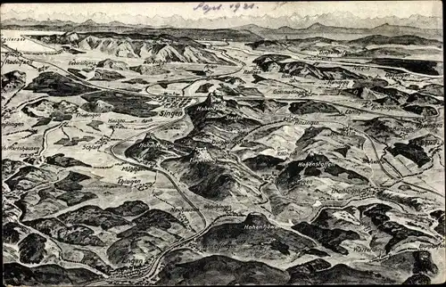 Landkarten Ak Singen Hohentwiel Baden Württemberg, Engen, Neuhausen, Watterding