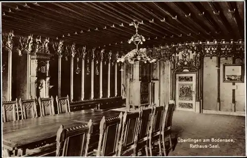 Ak Überlingen am Bodensee, Rathaus Saal