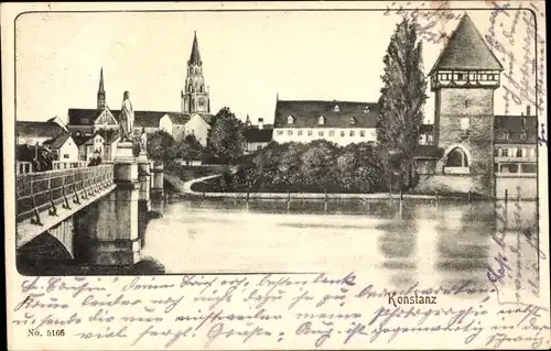 Ak Konstanz am Bodensee, Uferpartie, Brücke