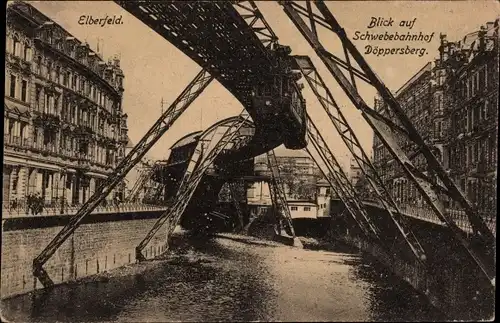 Ak Wuppertal Elberfeld, Schwebebahnhof Döppersberg