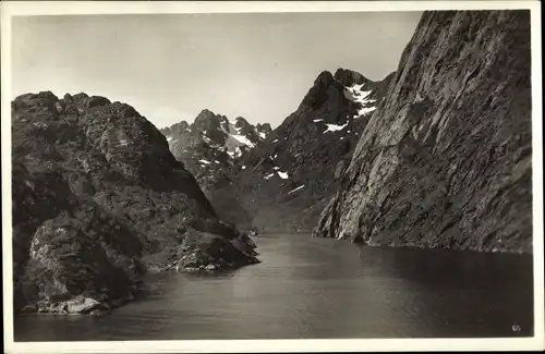 Ak Trollfjord Norwegen, Blick auf den Fjord