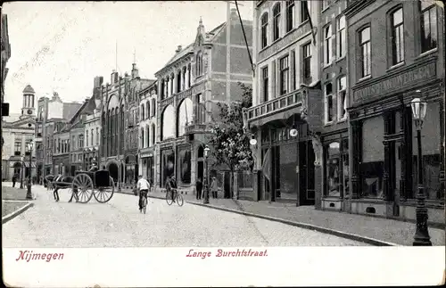 Ak Nijmegen Gelderland Niederlande, Blick in die Lange Burchtstraat, Geschäfte