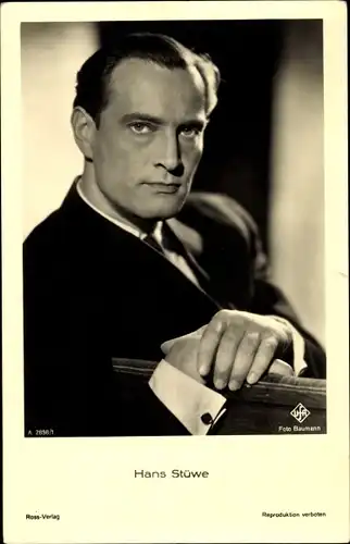 Ak Schauspieler Hans Stüwe,  Portrait, Ufa Film, Ross Verlag A 2898 1