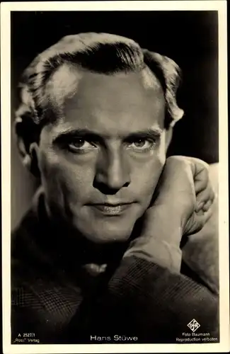 Ak Schauspieler Hans Stüwe, Portrait, Ufa Film, Ross Verlag A 2527 1