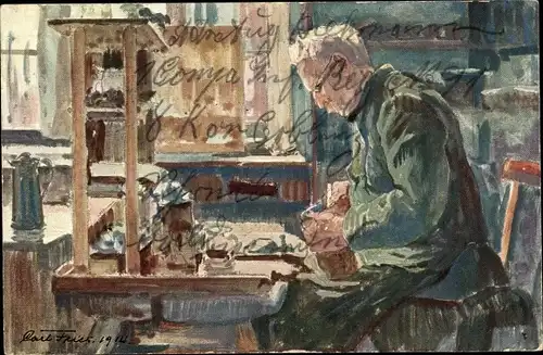 Künstler Ak Handwerker bei der Arbeit